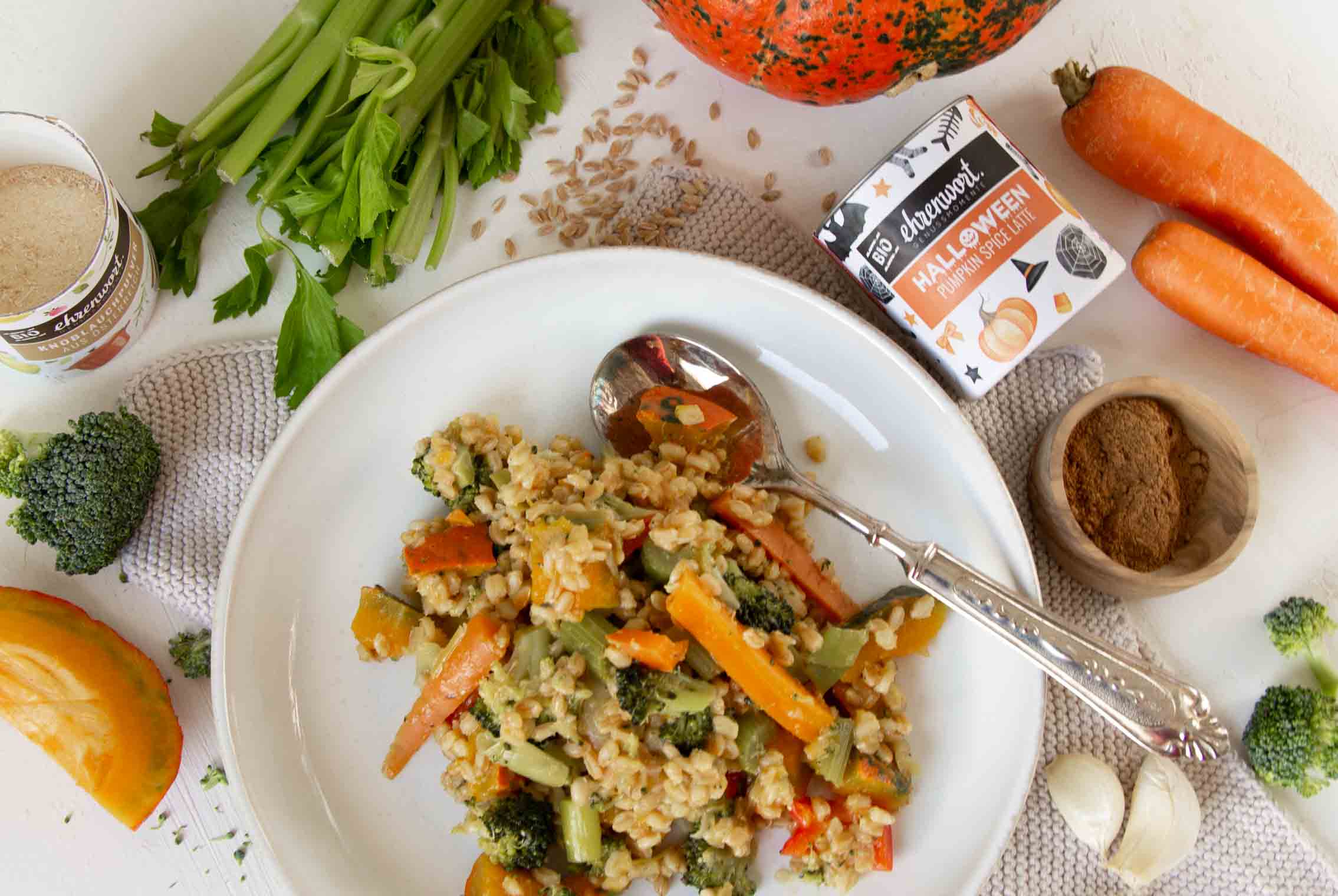 Pumpkin Spice Einkorn Gemüsepfanne