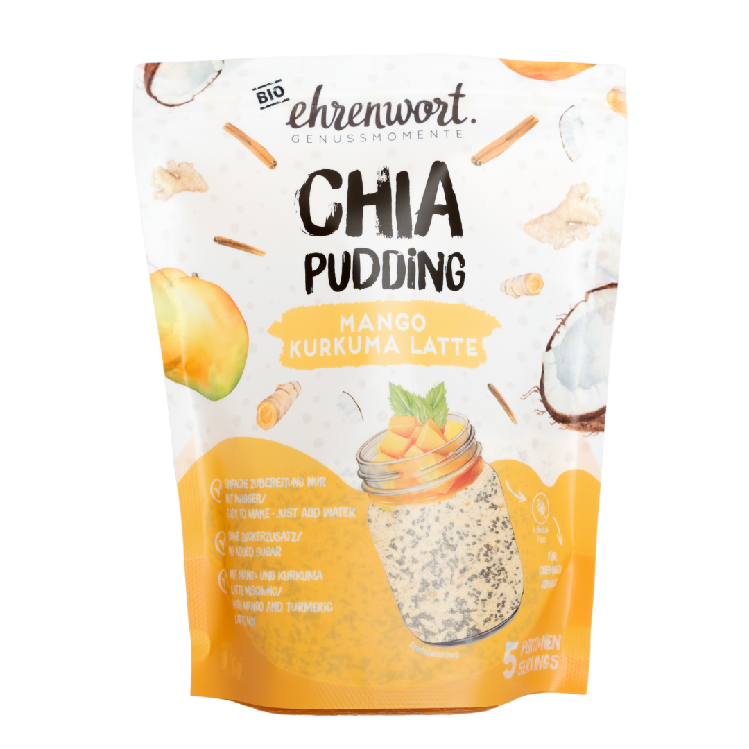 ehrenwort BIO Mango Kurkuma Latte Chia Pudding Produktabbildung